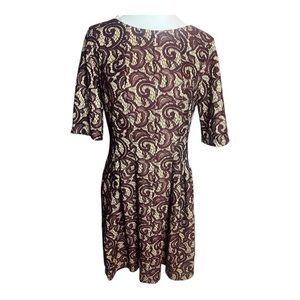 Danny and Nicole Beige/Dark Red Lace Overlay Dress Women’s Size 14